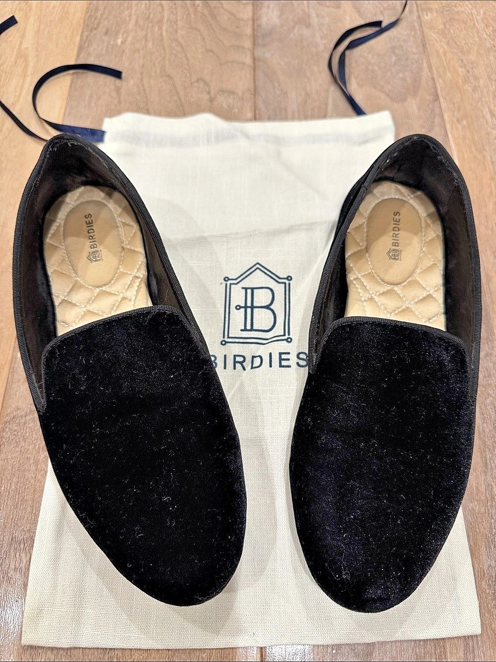 Birdies The Starling Black Velvet Loafers